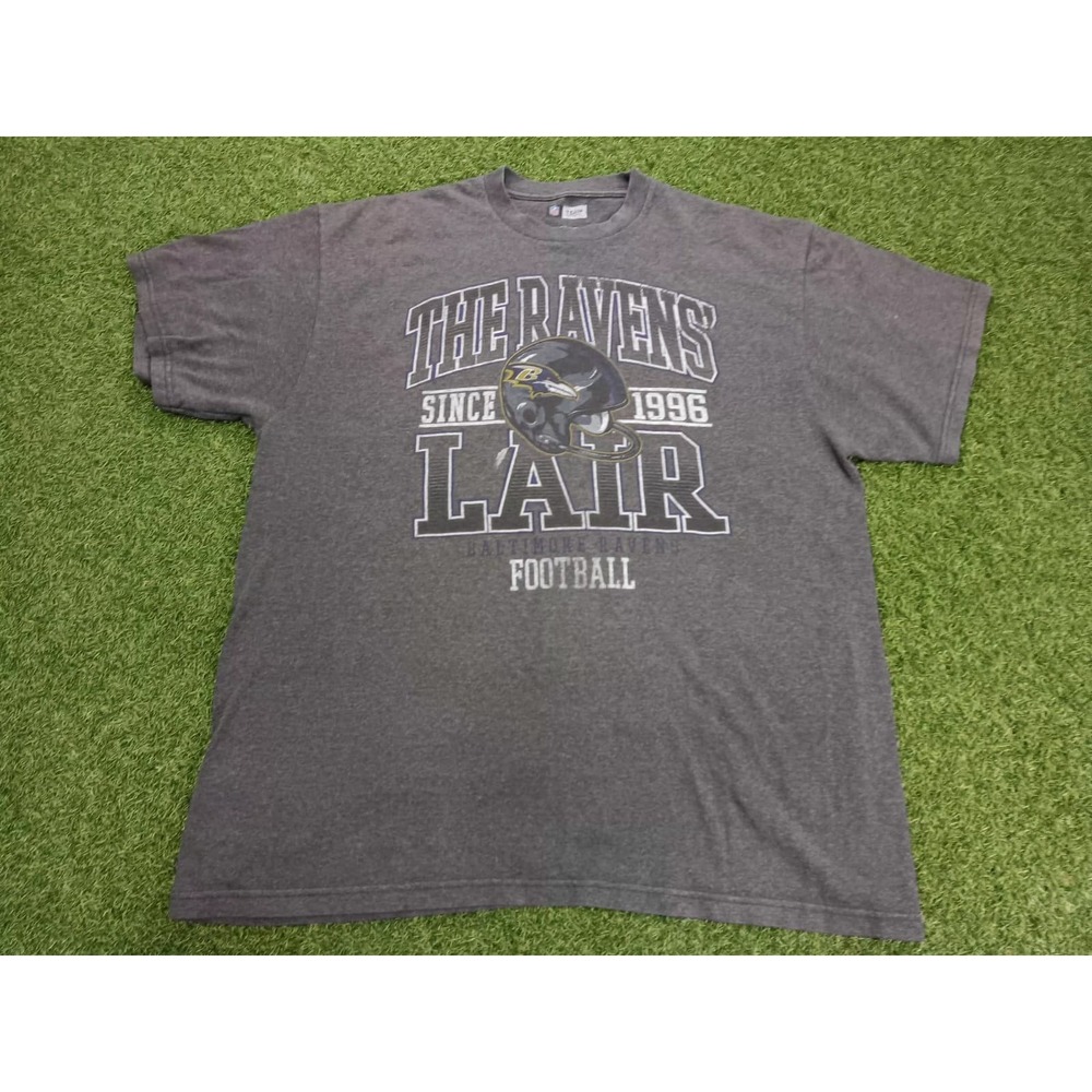 NFL Baltimore Ravens Lair Football T-Shirt Men XL Gray Cotton Graphic Athleisure